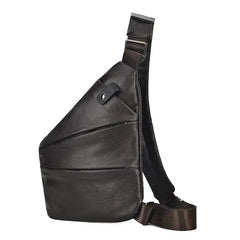 Leisure Trend Men's Chest Bag Solid Colour PU Leather Anti-theft Shoulder Messenger Bag Sports Travel Chest Bag for Male