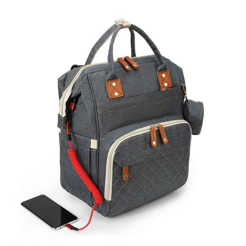 USB Mummy Bag Diaper Bag Backpack Waterproof Mommy Travel Nappy Bag