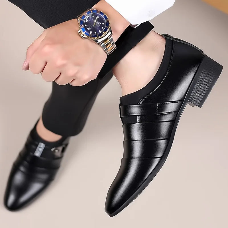 Men Luxury Business Oxfords Leather Shoes Breathable Formal Dress Shoes