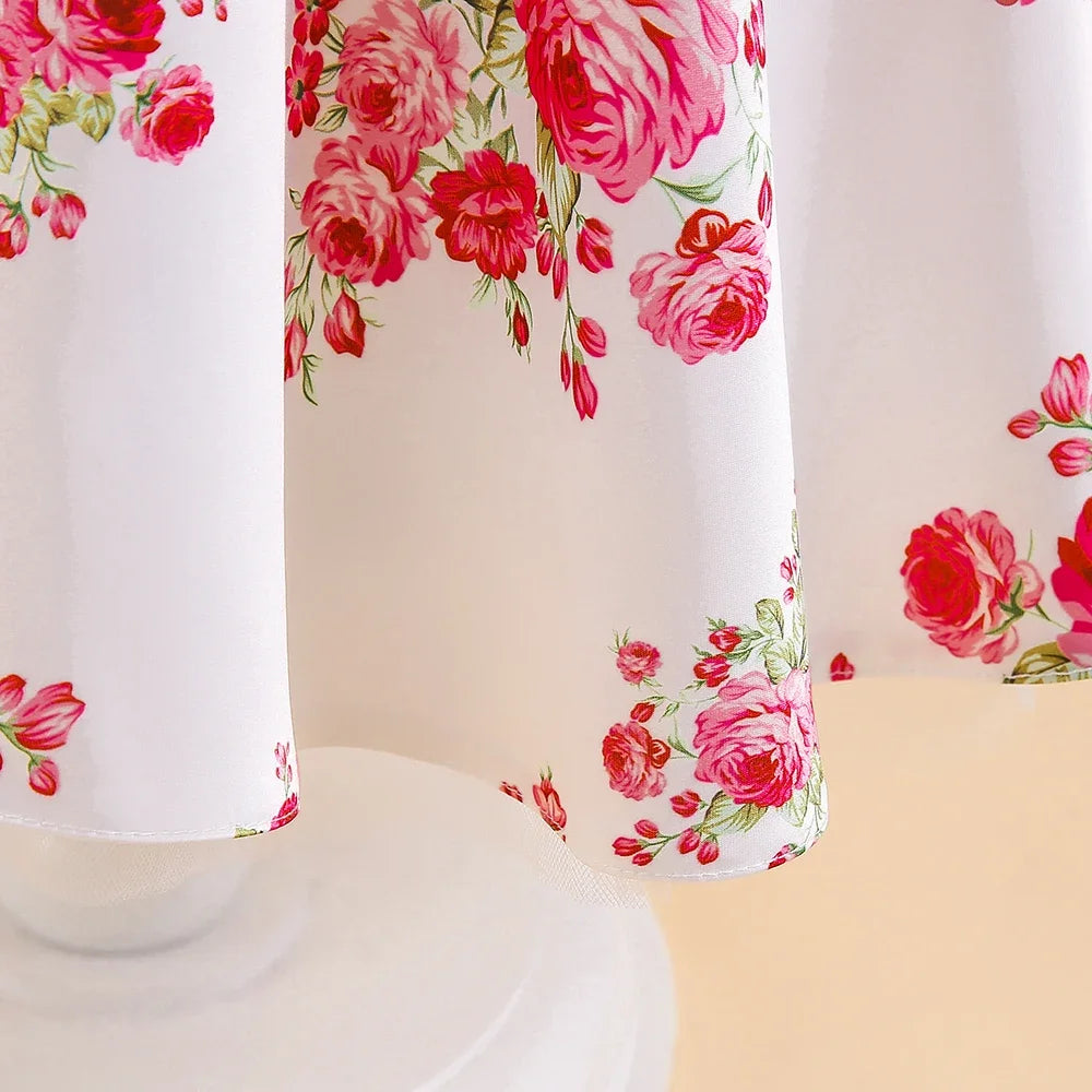 Floral Vintage Summer Dress For Girls Elegant Birthday Princess Party Dresses