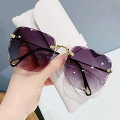 Square Sunglasses Woman Fashion Rimless Gradient Sun Glasses