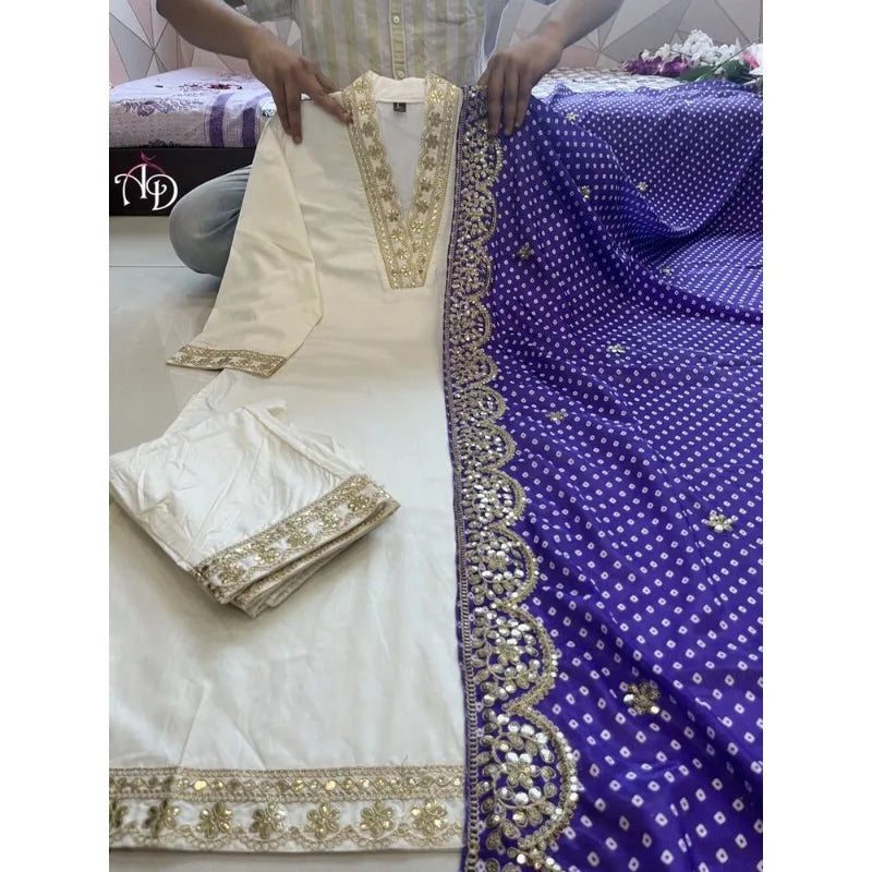 India Kurta Pant Dupatta Wedding Festival Salwar Kameez Set Fashion Trends