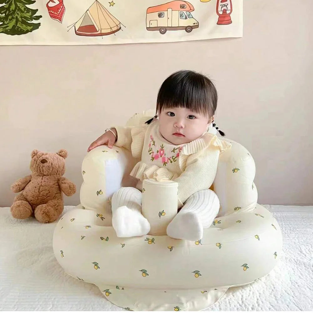 Infant Shining Baby Inflatable Sofa Children Puff Portable Bath Chairs PVC Multifunctional Seat Practice Sitting Bath Stool