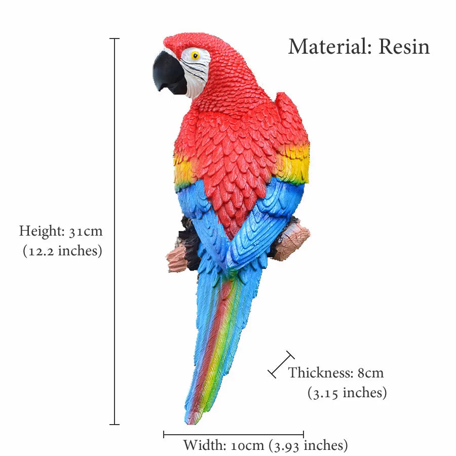 Creative Resin Color Parrot Statue Wall Hang Tree Decorative