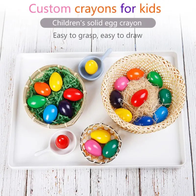 9 Colors Solid Egg Shape  Non Toxic Washable Painting Drawing Wax for Baby Kids Educational Art Supplies