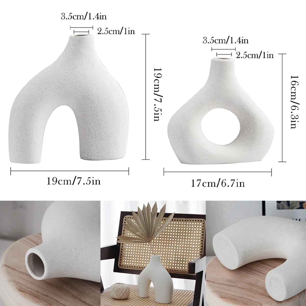 Nordic Ceramic Vase Creative Irregular Vase Living Room Office Décor Minimalist Style