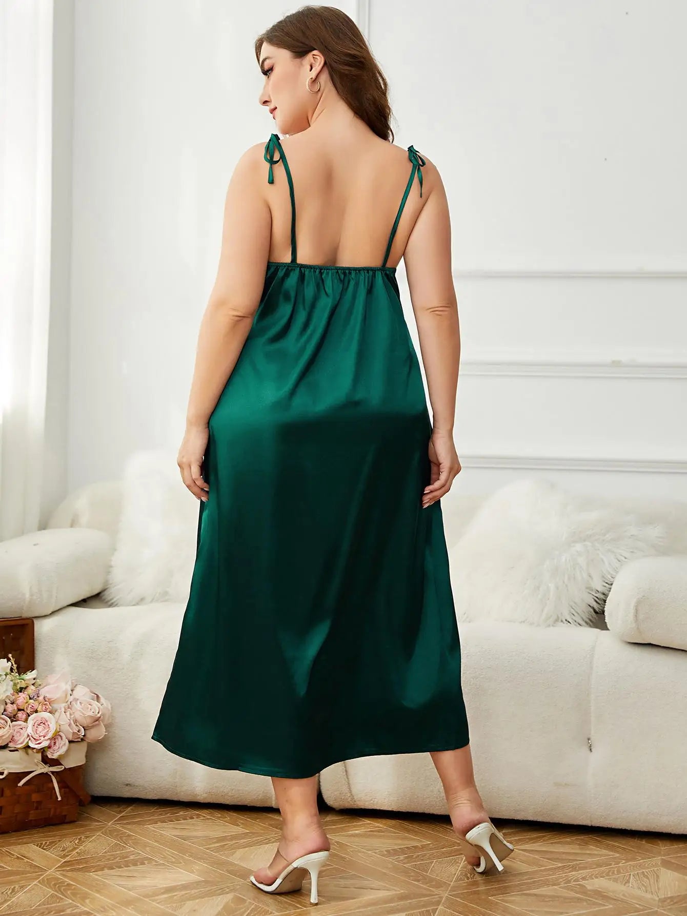 Plus Size Sleeveless Women's Dresses Sling Shoulder Slf-tie Party Maxi Dress