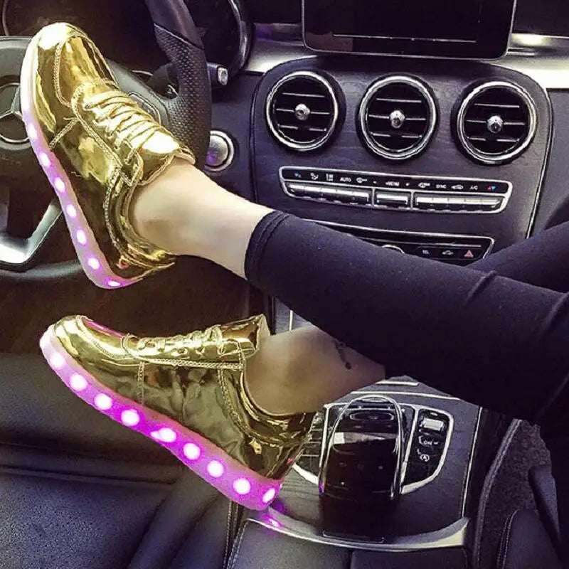 Led shoes men Casual  Light Up Shoes lover Luminous Gold Silver