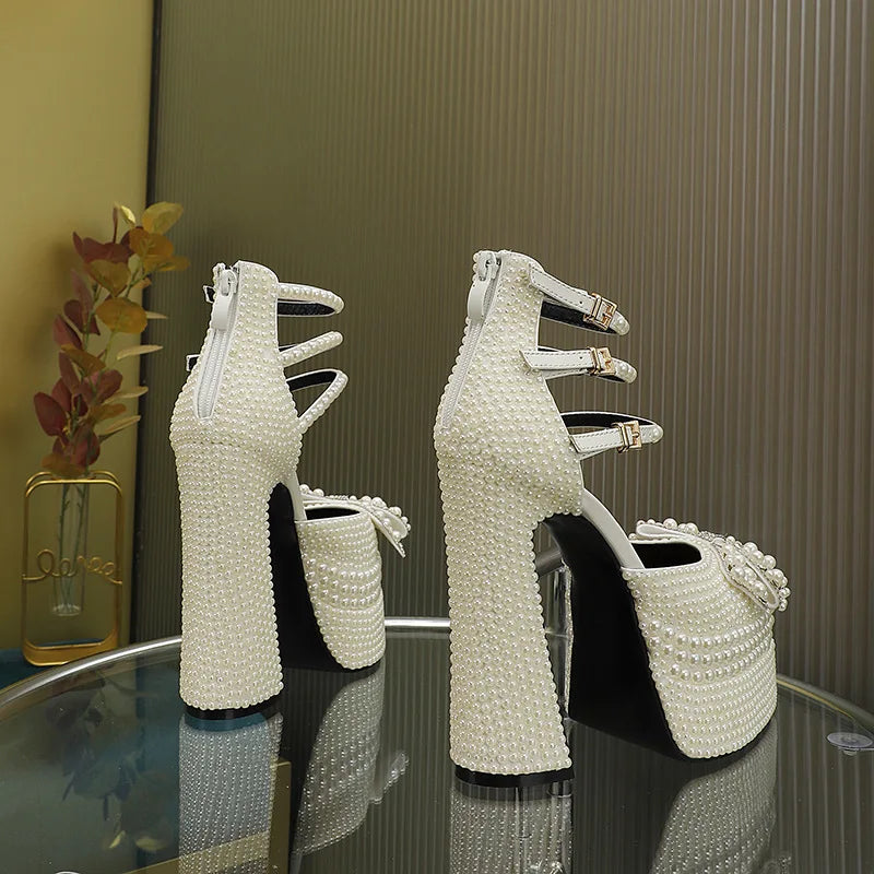 Wedding Bridal Party Water Platform Bow Sandals