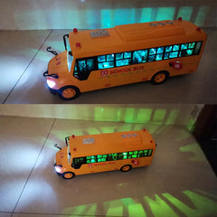 Inertial School Bus Car Toy With Story Student Shuttle Bus Light Up Musical Vehicle Toy for Children Boys