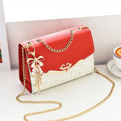 Women Trendy Sequin Single Shoulder Bags Mobile Phone Pouch Ladies PU Leather Handbag