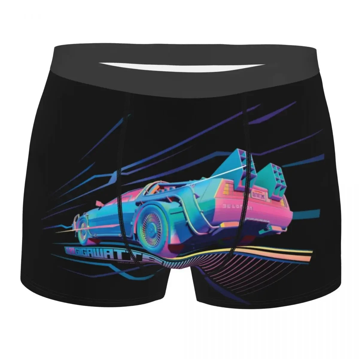 Custom Male Novelty Back To Future Underwear Marty Mcfly Delorean Time Travel 1980s Movie Boxer Briefs Stretch Shorts Panties