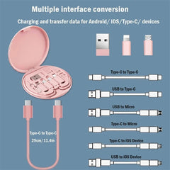 60W Multi Type-C To USB C To Micro USB To Lighting Fast Charging Phone Cable Kit for IPhone