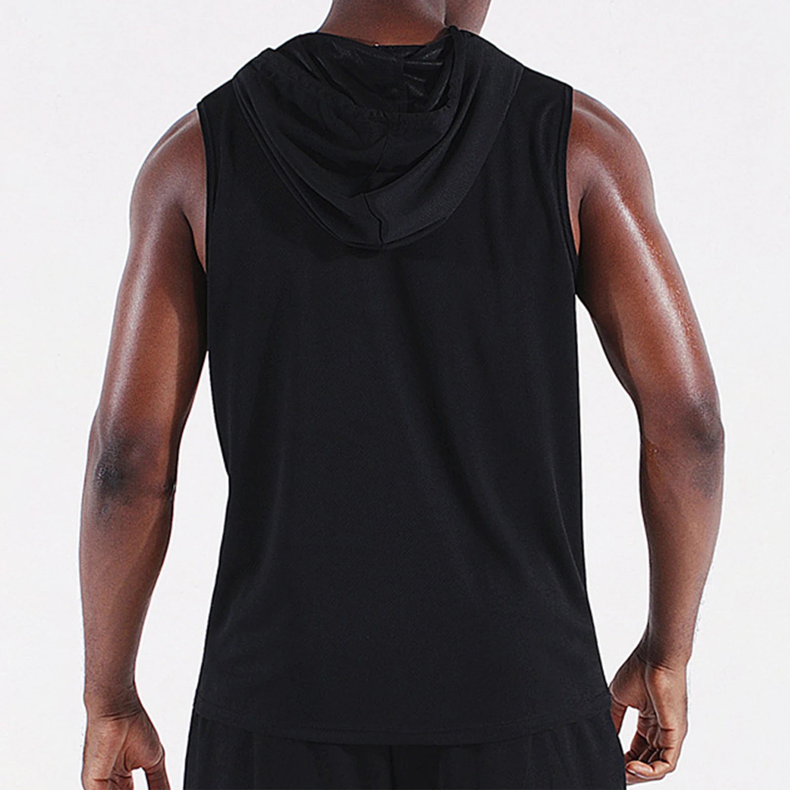 Men's Sport Tank Tops Loose Fitting Sleeveless Breathable Quick Dry Solid Color Hooded Tank Tops