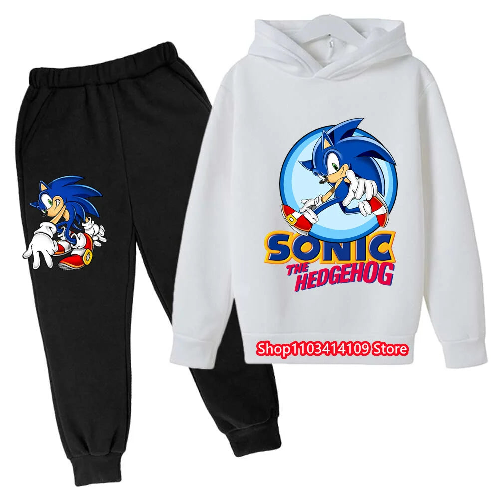 Kids Sonics Hoodies Sets Children Cotton Autumn And Spring Long Sleeve Sweatshirts Trousers 2pcs Costume Outfits