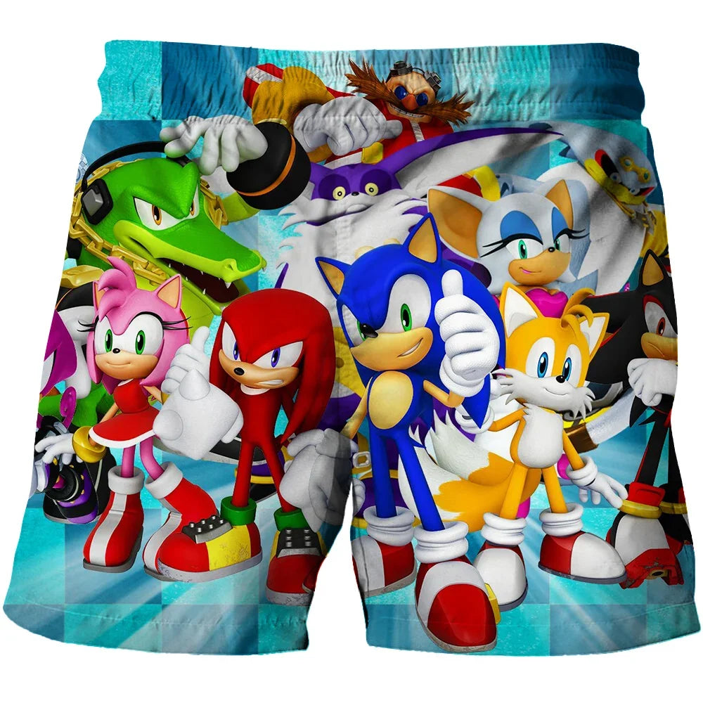 Beach pants for children 4-14Y Sonic The Hedgehog shorts pants Girls Boys Harajuku pants For Kids 3D Cartoon Print