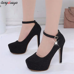 Super high heels Women summer elegant woman heeled shoes Fashion Ankle buckle Bride Shoes