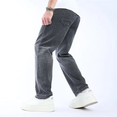 Simple Style Solid Loose Straight Jeans Trousers Stylish Streetwear Men's Jogging Casual Denim Pants