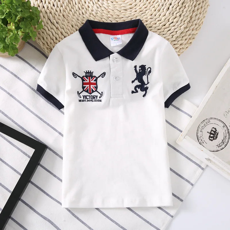 Teens Polo Shirts for Boys Cotton Kids Boy Sports Polo Shirt Tops Lapel Breathable Fabric Tee Children Clothes