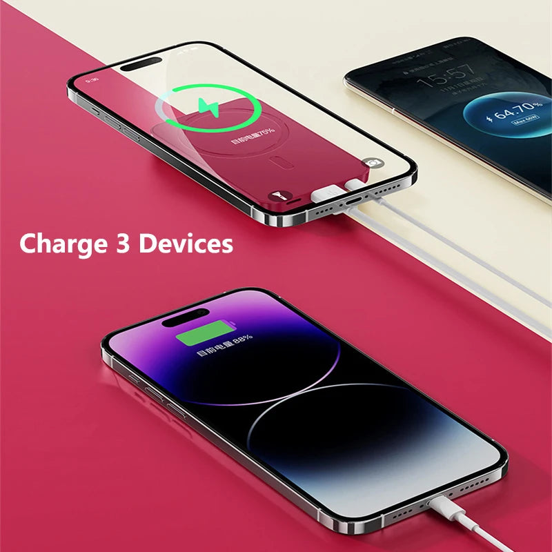 20000mAh Magnetic Qi Wireless Charger Power Bank 22.5W Fast Charging for iPhone 15 14 13 12 Samsung Huawei Xiaomi Mini Power bank