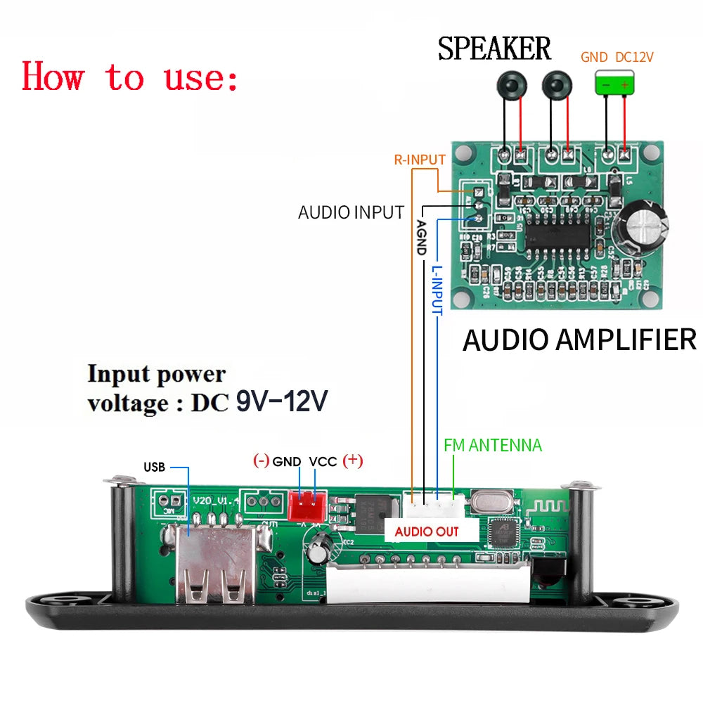 DC 5V 12V Wireless MP3 Decoder Board Bluetooth 5.0 WMA Audio Module USB TF Radio With Screen With Remote Control For Car