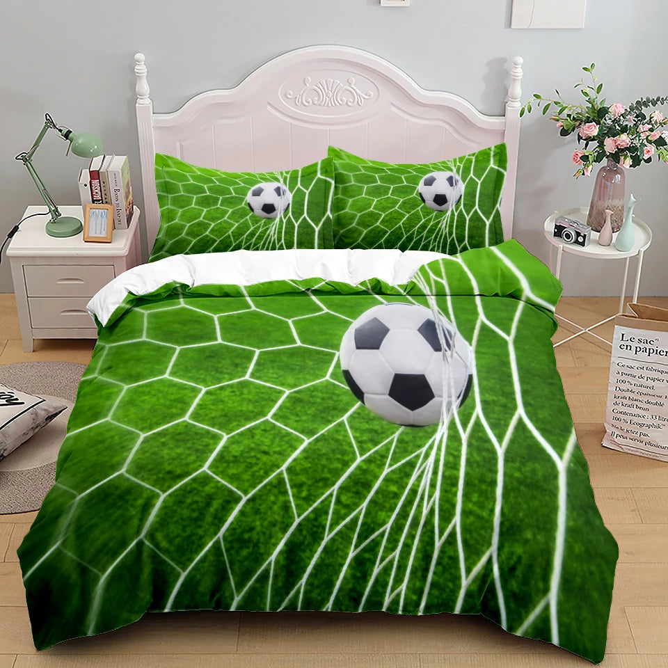 Football Duvet Cover Set 3D Soccer Printed Boys Teens Bedding Set Sports Theme Double Queen King Size