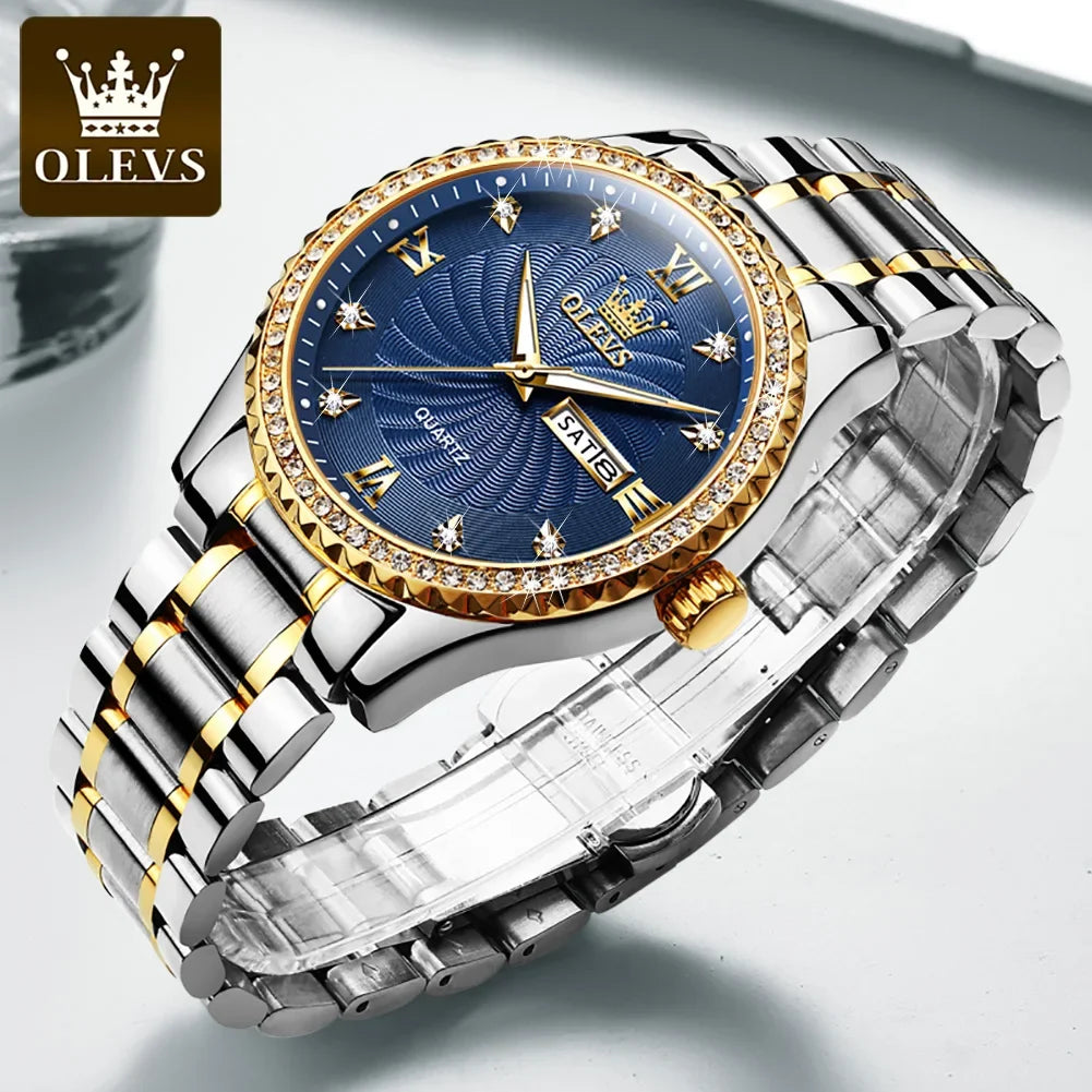 OLEVS Quartz Stainless Steel Strap Men Wristwatches