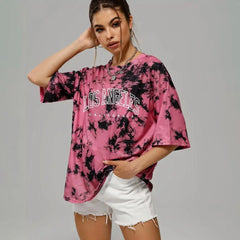 Women's Tie Dyed T-shirt Summer Fashion Short Sleeved Round Neck Loose Top