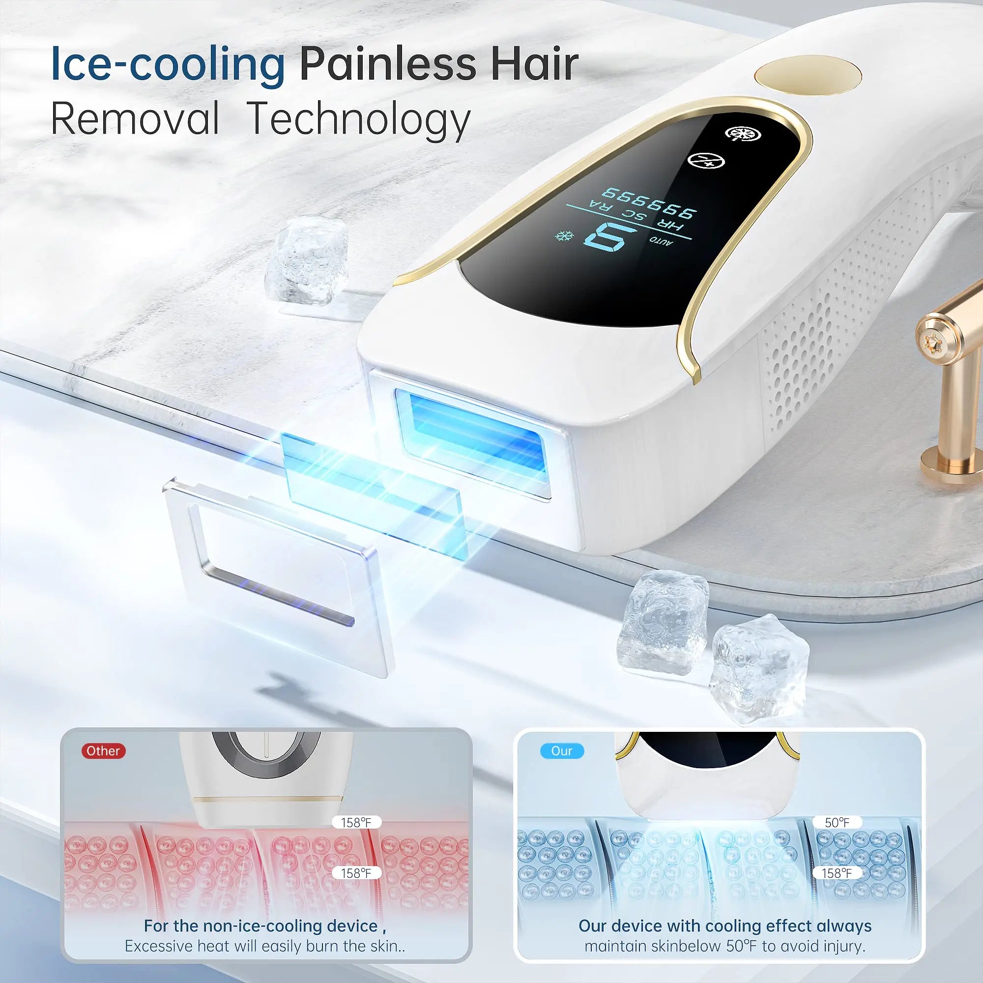 Aopvui 3-in-1 Functions HR/SC/RA Laser Hair Removal Device