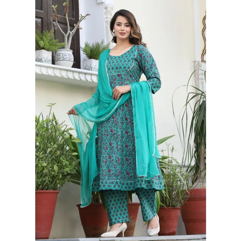 Salwar Kameez Pakistani Indian Wedding Wear Cotton Fabric Printed Anarkali Dress