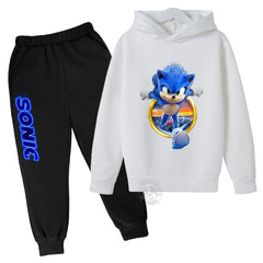 Boys Girls Clothing Casual Sonic- Hoodie Set Kids 2pcs Sets Spring Autumn Toddler Cartoon Hooded +pants Tracksuit Girls Clothes