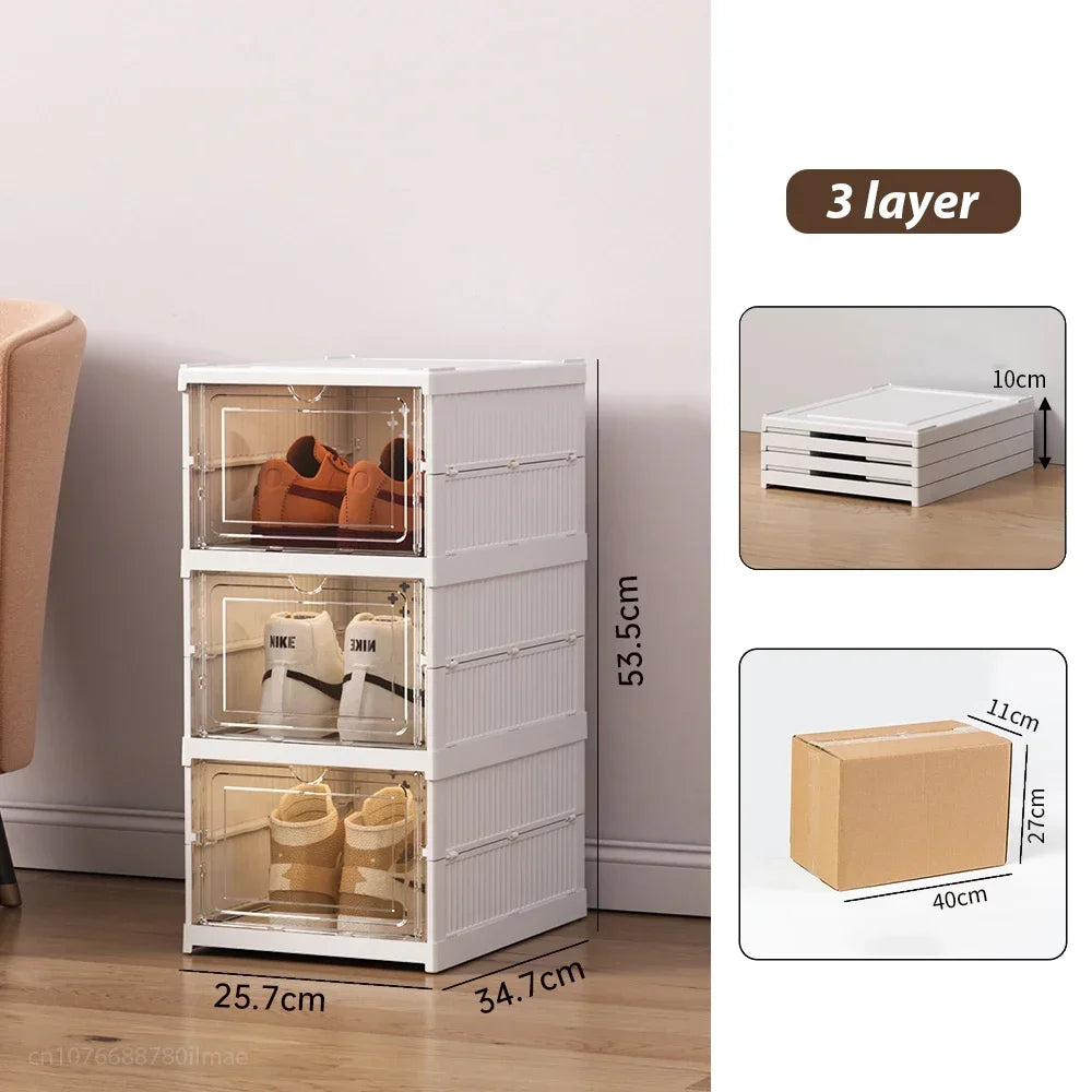 Folding Shoes Organizer, Clear Shoe Box, Large Storage Shoe RacK