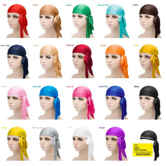 Elasticity Baotou Cap Hair Bands Simulation Silky Durag Long Tail Pirate Hat