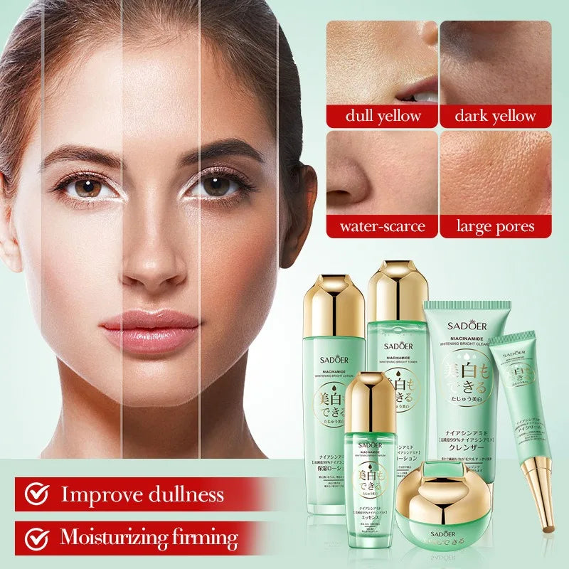 Niacinamide Whitening Skin Care Set Cleanser Toner Serum Eye Cream Face Cream Face Whitening Anti-Aging Wrinkle