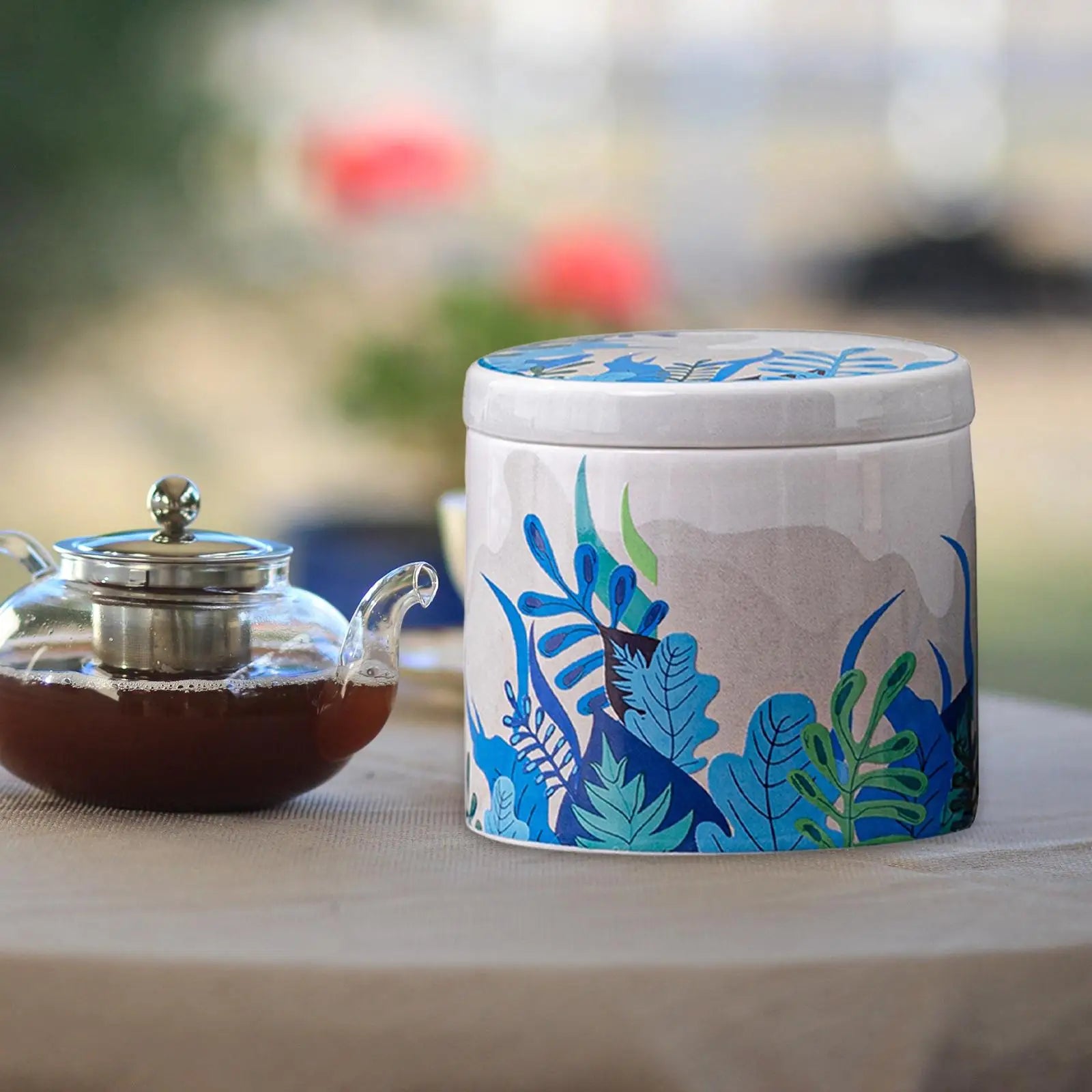 Ceramic Tea jar Storage Container Tea tin durable kitchen Spice Storage Ceramic Food Storage Jar