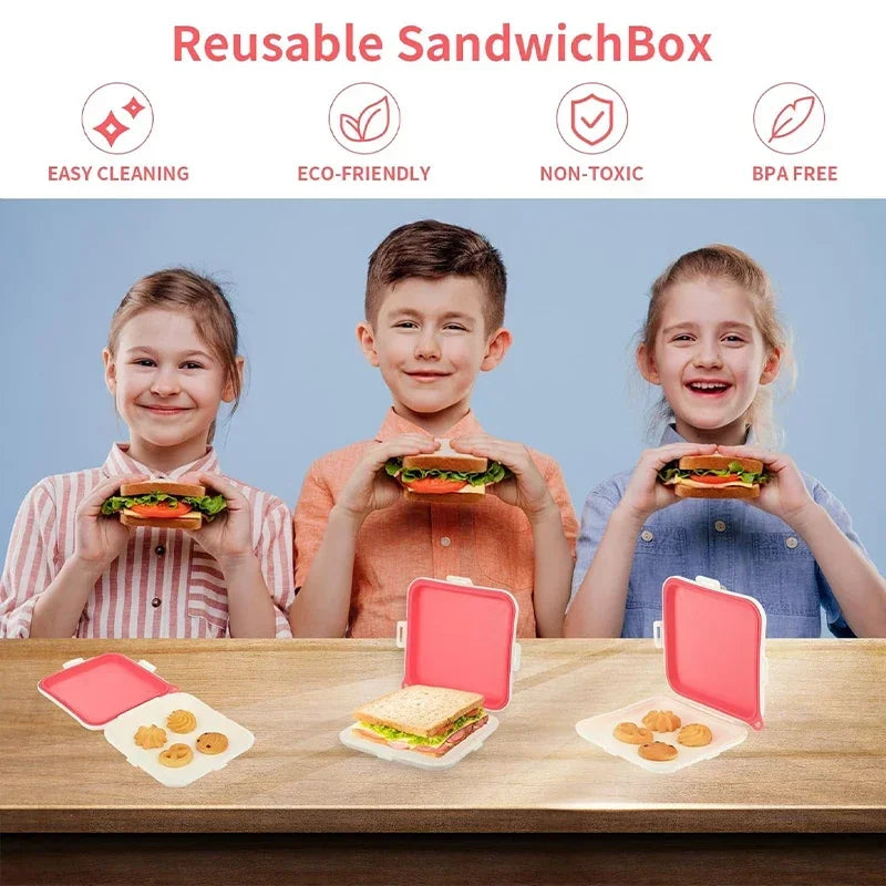 Portable Sandwich Toast Bento Box Reusable Sandwich Fresh Keeping Box Eco-Friendly Lunch Food Container Microwavable Dinnerware