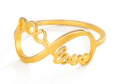 Women Infinity Ring Stainless Steel Gold Color Heart-Love