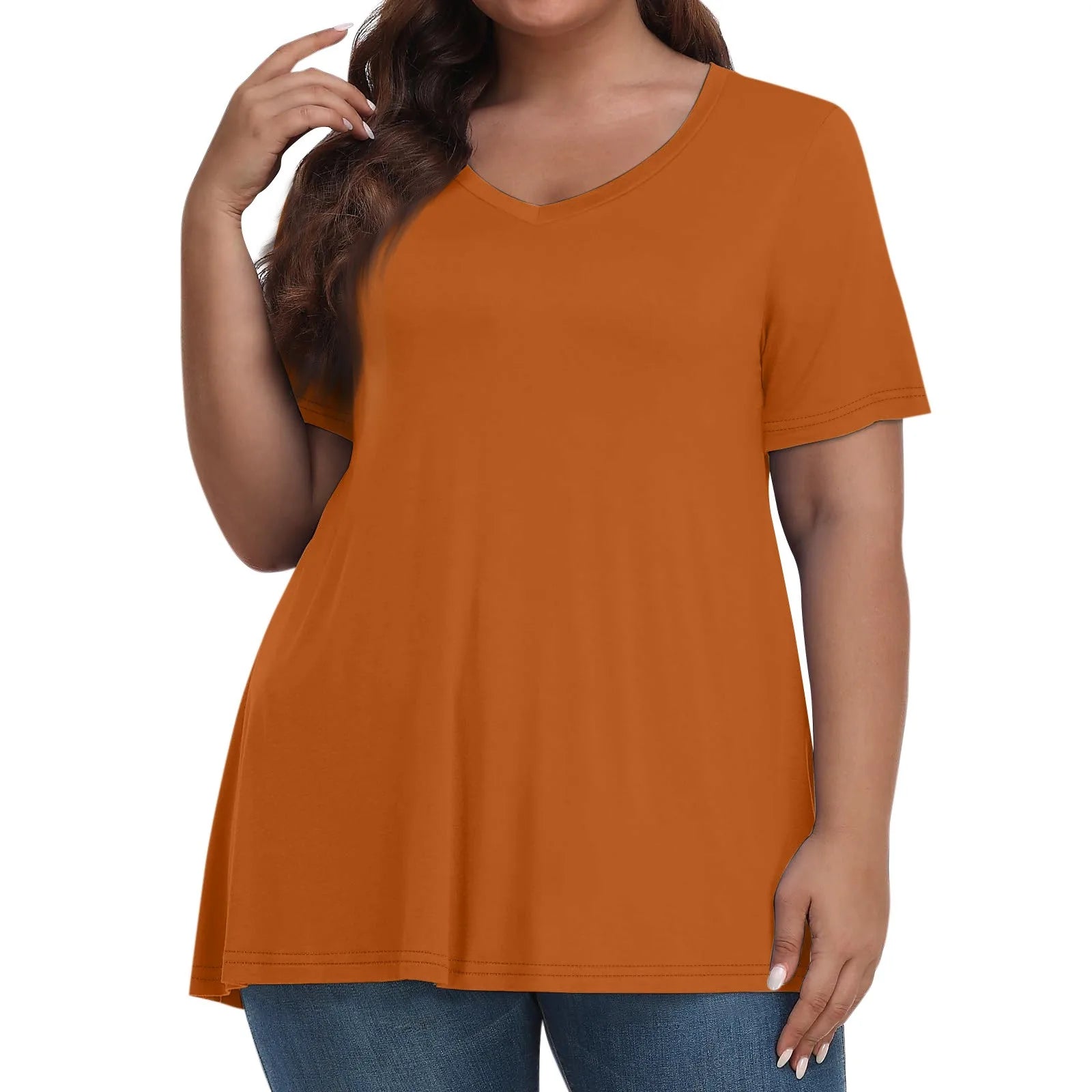 Plus Size Women's T-shirt Fashion Solid Short Sleeve Tee Loose Casual Female Clothing