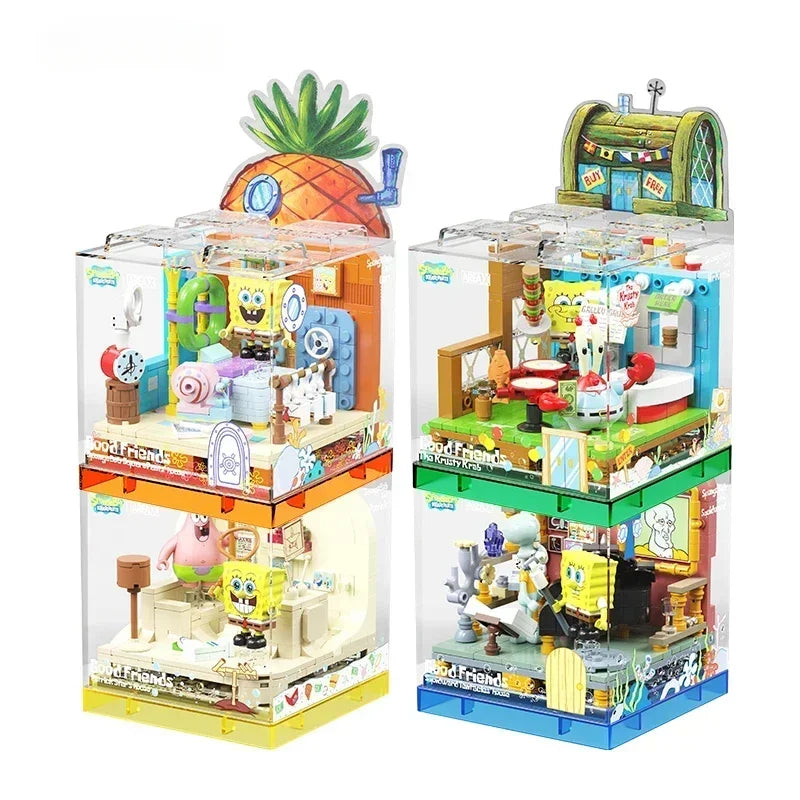 Building Blocks Patrick Star Squidward Tentacles Room Model Educational Assembly Toy Gift