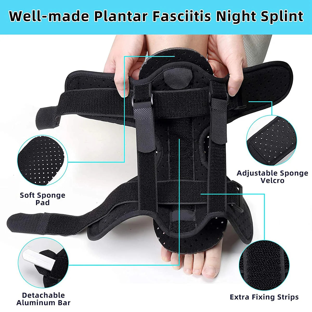 Plantar Fasciitis Night Splint Adjustable Foot Drop Orthotic Brace for Plantar Fasciitis & Achilles Tendonitis Breathable Splint