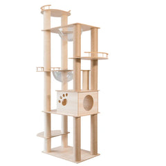 Cat Villa High Tree for Large Cats, Xl House Climbing Tower, Wood Scrapers for Cats, House Wall Furniture Set