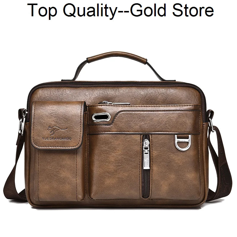 Kangaroo Luxury Brand Fashion Casual PU Leather Men's Shoulder Bag