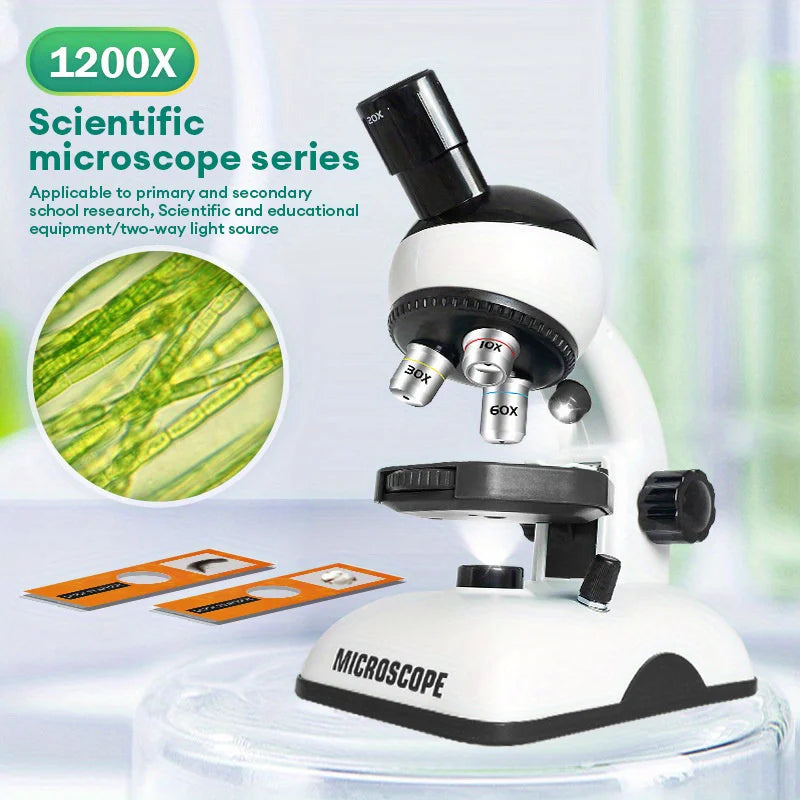 1200X HD Optical Bidirectional Light Microscope Kids Toy Kit Scientific Experiment Child STEM Educational Tool