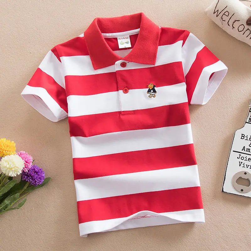 Summer Boys Polo Shirts Short Sleeve T-shirt For Kids Boy Bottom Solid Color Children Sweatshirts Baby Clothing 3-14T