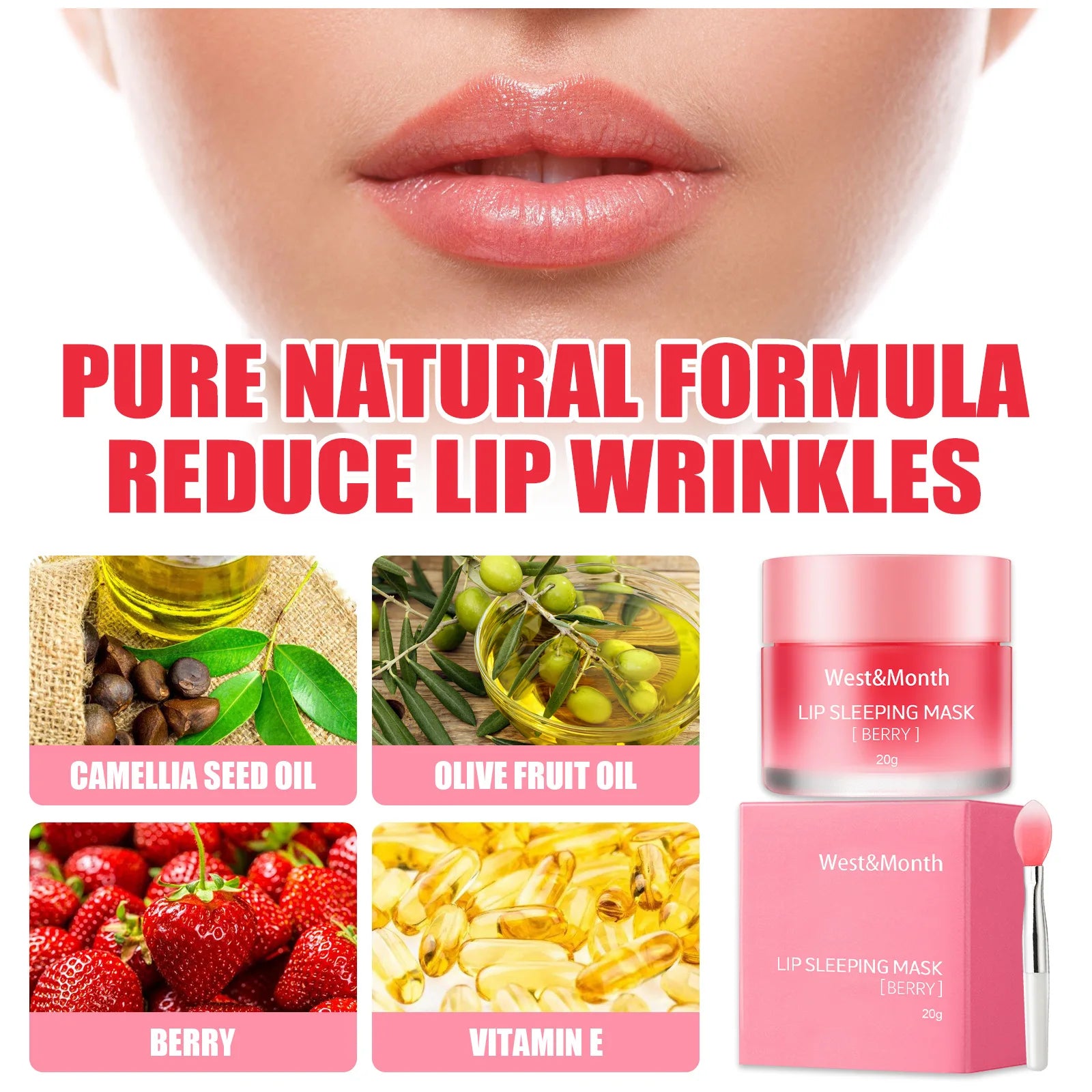 20g Berry Lip Sleeping Mask Night Sleep Maintenance Moisturizing Fade Lip Lines Nourishing Lip Balm Skin Care