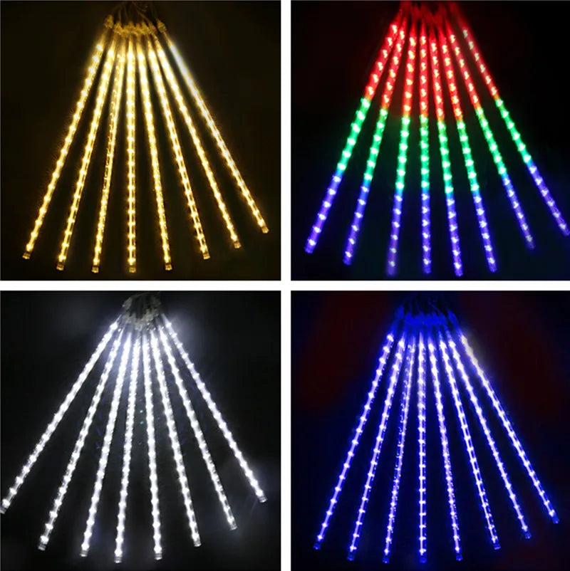 LED Meteor Shower Rain Lights Waterproof Falling Raindrop Fairy String Light