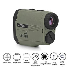 ARTBULL Laser Rangefinder for Hunting 1000m 650m Slope Flag-Lock slope pin Golf rangefinder Telescope Distance meter