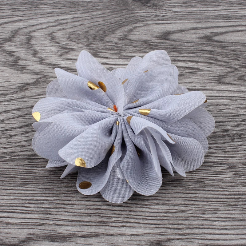 Fashion Gold Point Puffy Flower For Hair Accessories Ballerina Chiffon Flower Ornaments For Wedding Bouquet