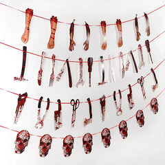 Halloween Blood Hand Foot Skeleton Banner Ghost Pumpkin Spider Hanging Ornament Halloween Party Decoration For Home Horror Props