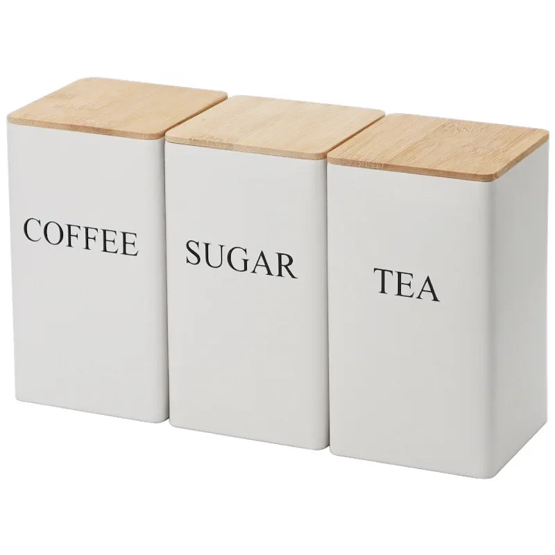 Coffee Bean Storage Sealed Container Simple Style Bamboo Cover Box Jars
